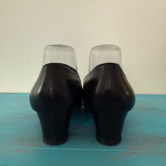 Vintage Coach Black Leather Cuban Heel Shoes Women's Size 9.5 J002 - Picture 5 of 10